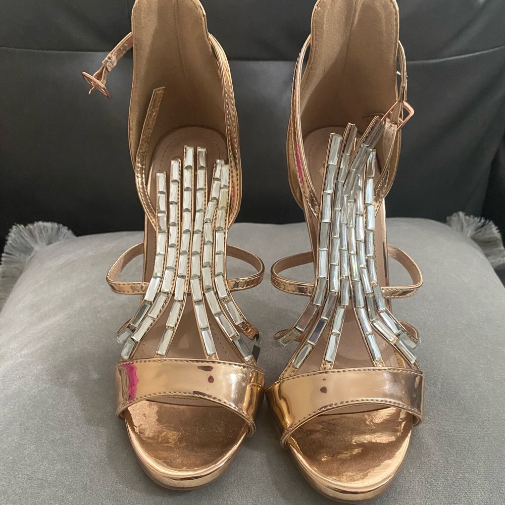 Rose Gold Stone Heels 7